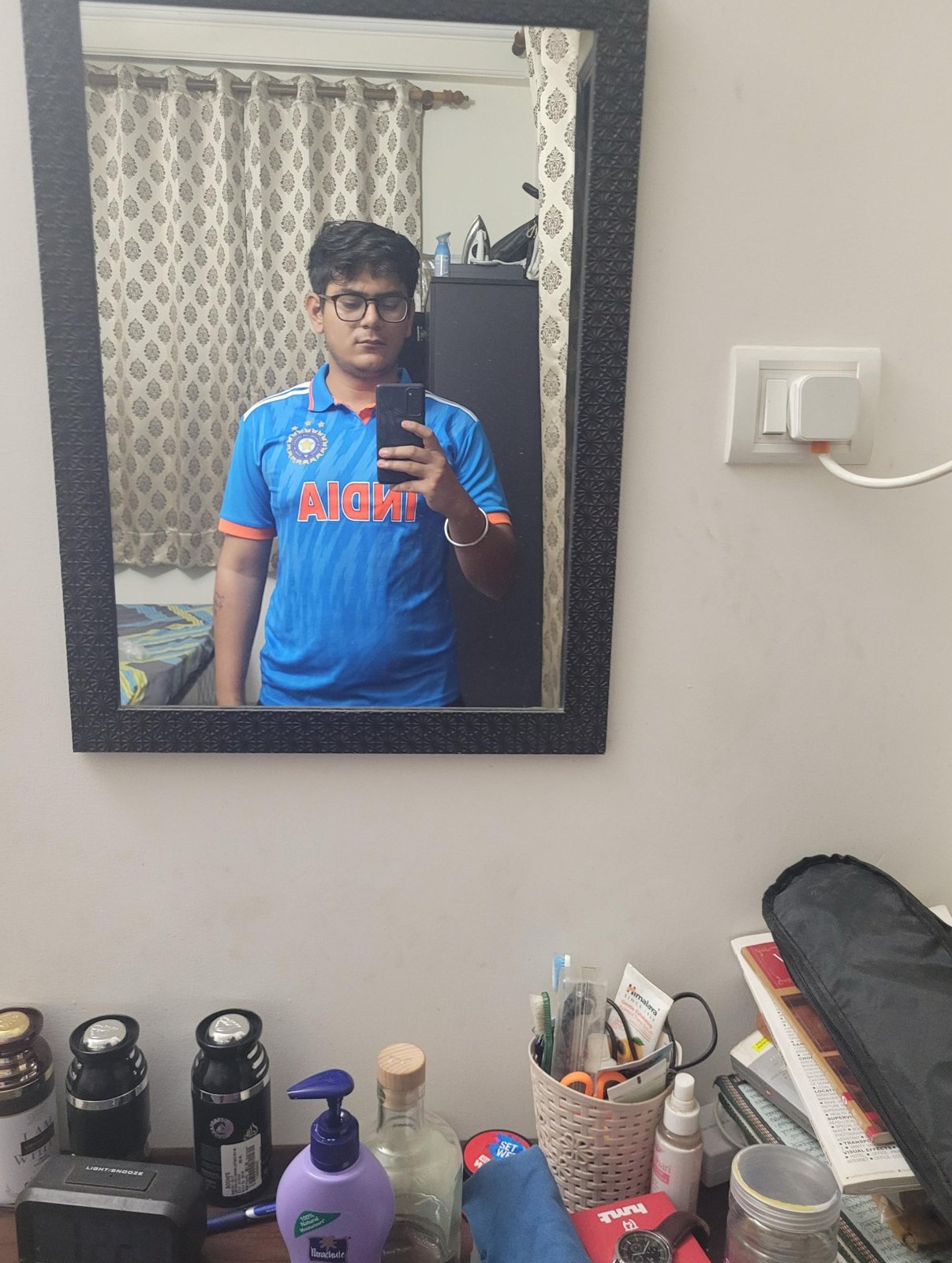 Simran in an India jersey, before