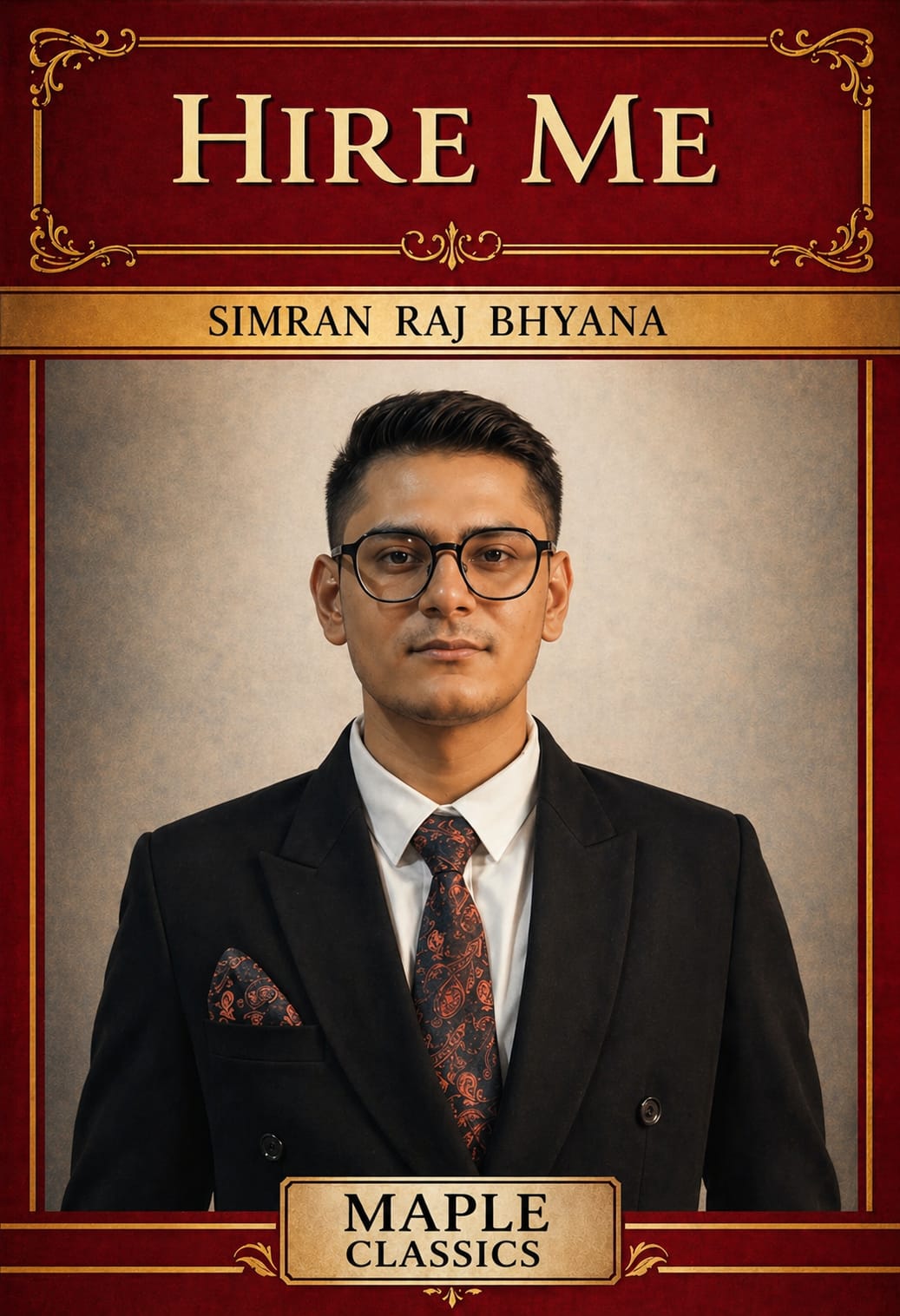 Simran on a Hire Me poster